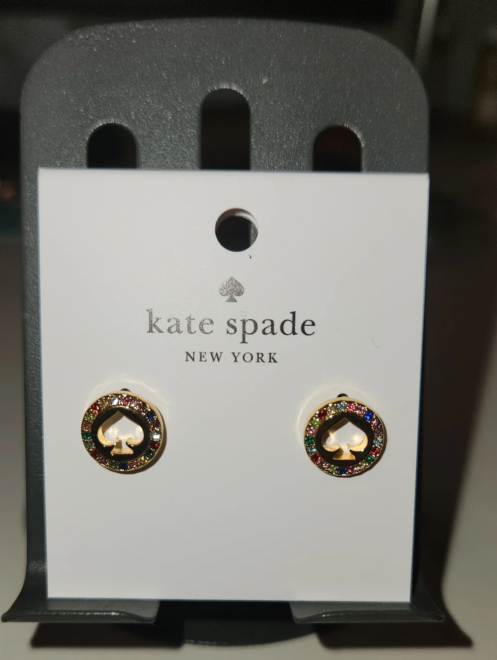 kate spade Gold Multicolor Glitter Spade Circle Stud Earrings
